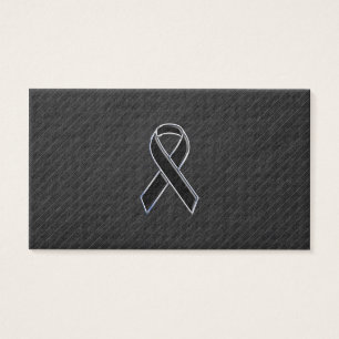 Chrome Stil Black Ribbon Awareness Visitkort