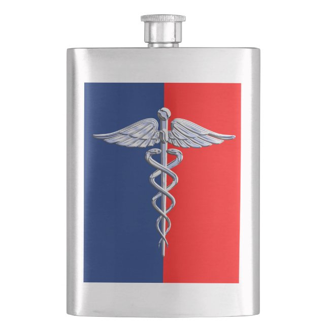 Chrome Stil Caduceus Medical Symbol League Fickplunta (Framsidan)