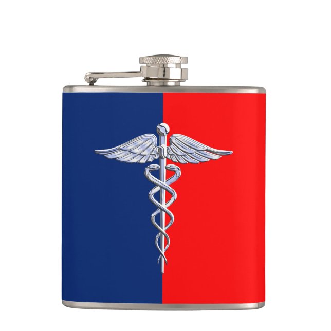 Chrome Stil Caduceus Medical Symbol League Fickplunta (Framsidan)