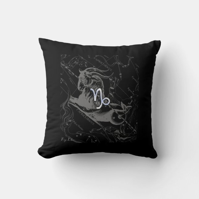 Chrome Stil Capricorn Zodiac Sign på Hevelius Kudde (Framsida)