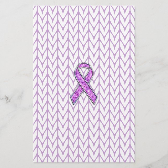 Chrome Stil Crystal Rosa Ribbon Awareness Sticka Brevpapper (Framsida)
