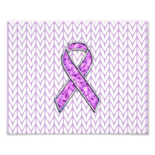 Chrome Stil Crystal Rosa Ribbon Awareness Sticka Fototryck
