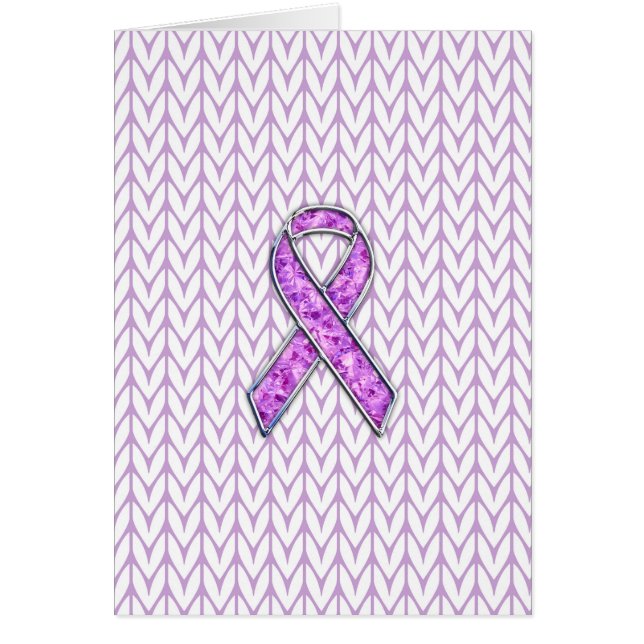 Chrome Stil Crystal Rosa Ribbon Awareness Sticka Hälsningskort (Framsidan)