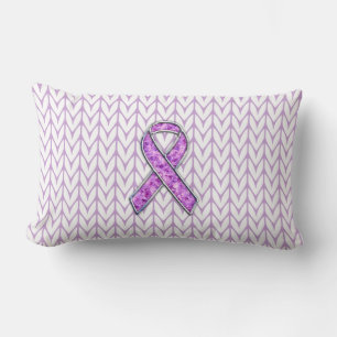 Chrome Stil Crystal Rosa Ribbon Awareness Sticka Lumbarkudde