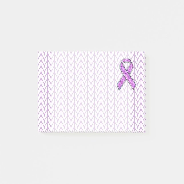 Chrome Stil Crystal Rosa Ribbon Awareness Sticka Post-it Block (Framsida)