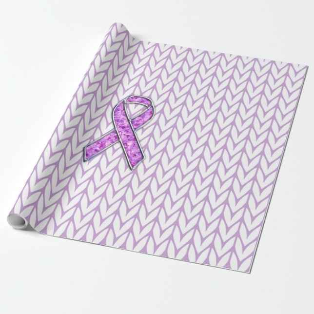 Chrome Stil Crystal Rosa Ribbon Awareness Sticka Presentpapper (Utrullad)