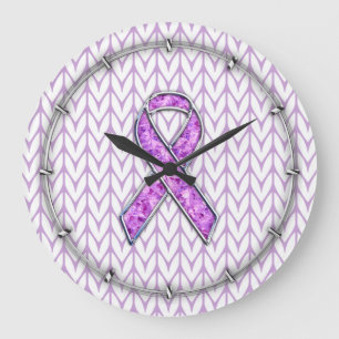 Chrome Stil Crystal Rosa Ribbon Awareness Sticka Stor Klocka