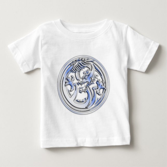 Chrome stil Dragon-bricka på kolfiberutskrift T-shirt (Framsida)