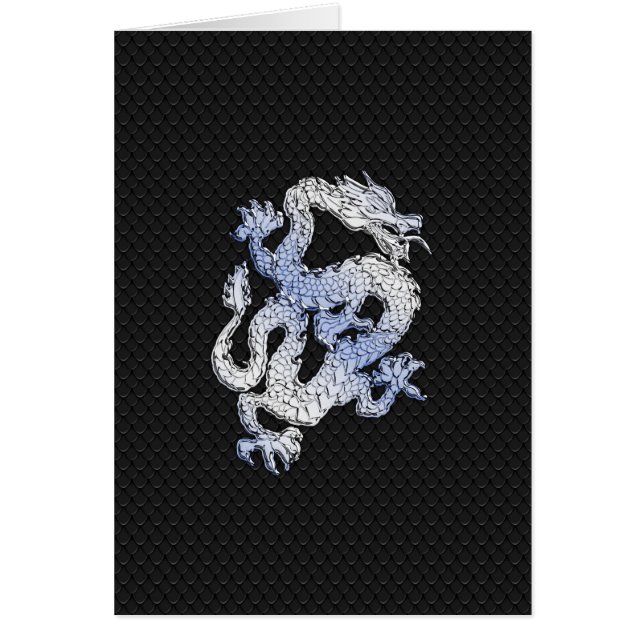 Chrome Stil Dragon in Black Snake Skin Print Hälsningskort (Framsidan)