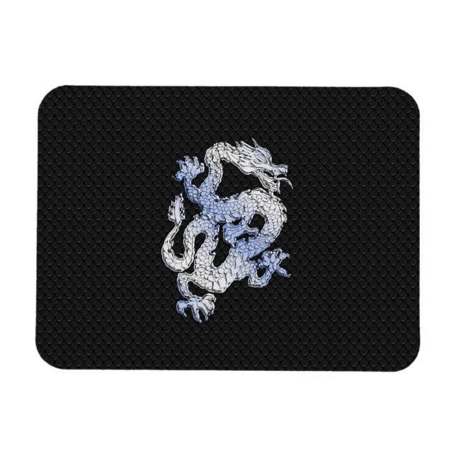 Chrome Stil Dragon on Black Snake Skin Print Magnet (Horisontell)