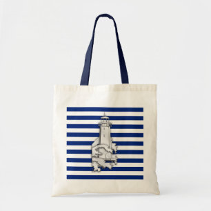 Chrome Stil fyr på Blue Nautical Rand Tygkasse