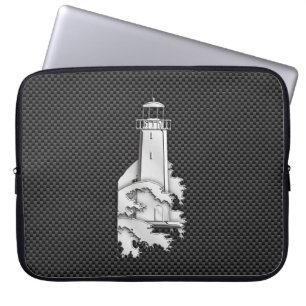 Chrome Stil fyr på svart kolfiber Laptop Fodral