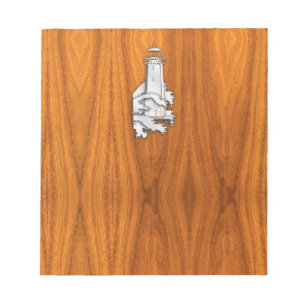 Chrome Stil fyr på Teak Wood Decor Anteckningsblock