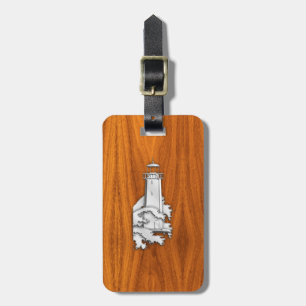 Chrome Stil fyr på Teak Wood Decor Bagagebricka