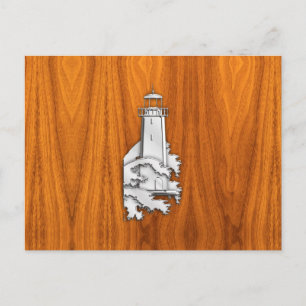 Chrome Stil fyr på Teak Wood Decor Vykort