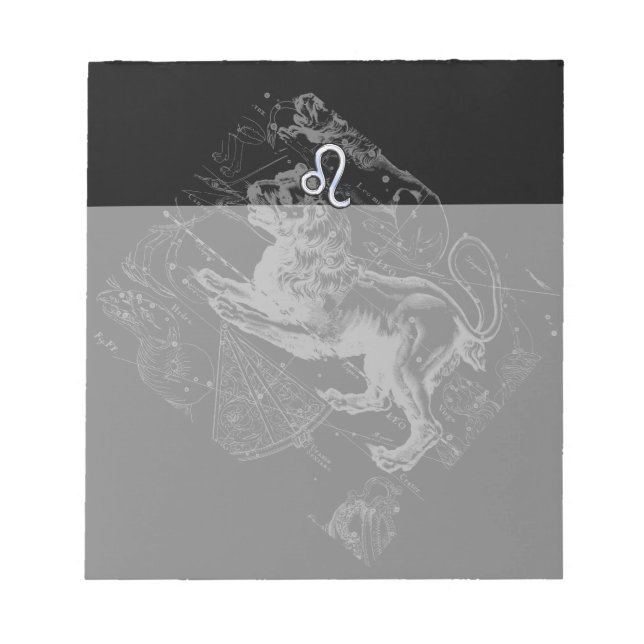 Chrome Stil Leo Zodiac Karta Hevelius 1690 Anteckningsblock (Framsida)