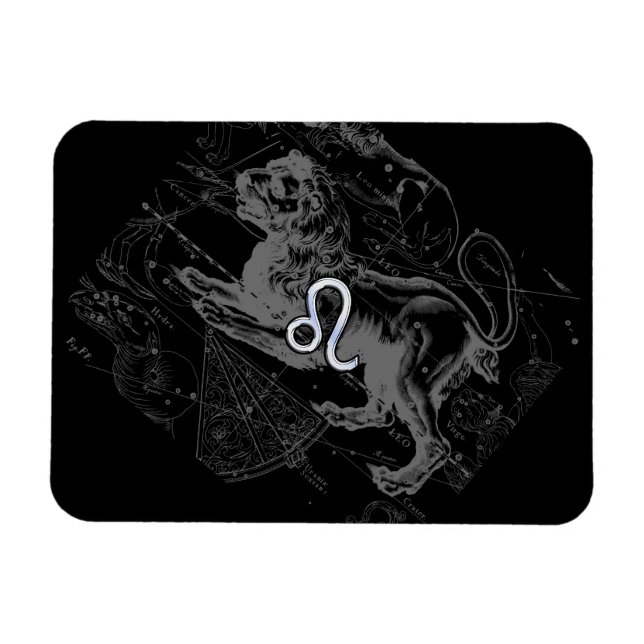 Chrome Stil Leo Zodiac Karta Hevelius 1690 Magnet (Horisontell)