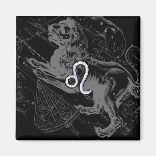 Chrome Stil Leo Zodiac Sign på Hevelius Magnet