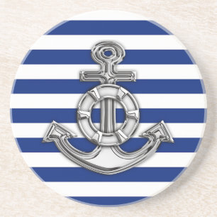 Chrome Stil Lifesaver på Nautical Rand Underlägg Sandsten