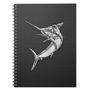 Chrome Stil Marlin on Carbon Fiber Anteckningsbok Med Spiral
