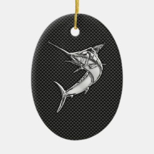 Chrome Stil Marlin on Carbon Fiber Julgransprydnad Keramik