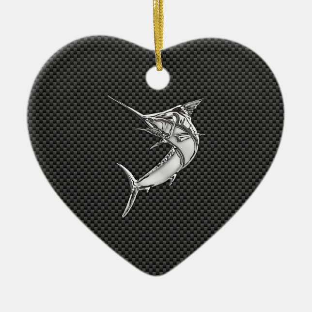 Chrome Stil Marlin on Carbon Fiber Julgransprydnad Keramik (Framsidan)