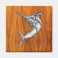 Chrome Stil Marlin på Teak Wood Decor