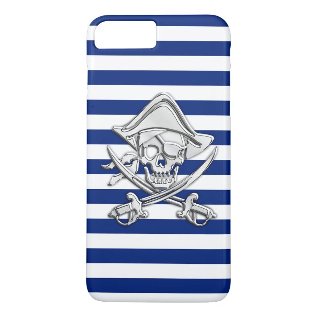 Chrome Stil Pirat på Nautical Rand Case-Mate iPhone Skal (Baksida)