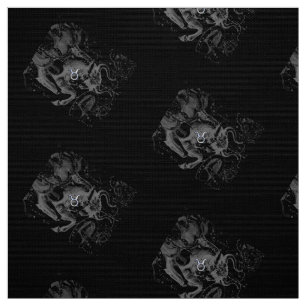 Chrome Stil Taurus Zodiac-tecken på Hevelius Black Tyg
