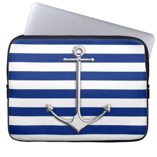 Chrome Stil Thin Anchor på marinens Rand Laptop Sleeve