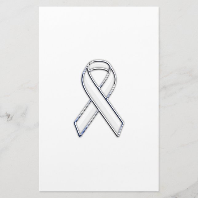 Chrome Stil White Ribbon Awareness Brevpapper (Framsida)