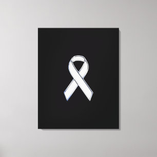 Chrome Stil White Ribbon Awareness Canvastryck