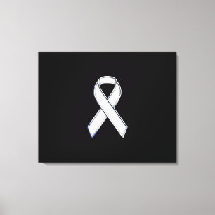 Chrome Stil White Ribbon Awareness Canvastryck