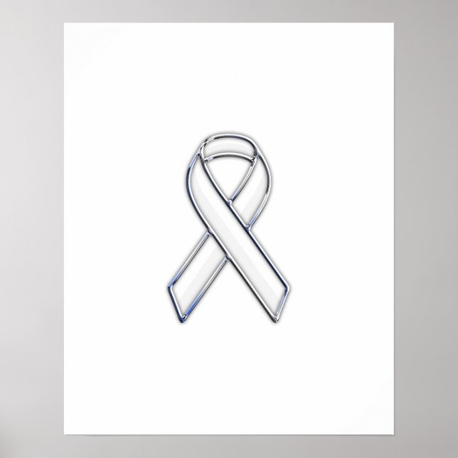 Chrome Stil White Ribbon Awareness Poster (Framsidan)