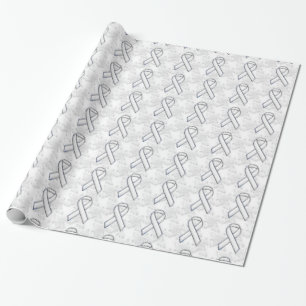 Chrome Style Vit Band Medvetenhet Houndstooth Presentpapper