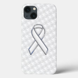 Chrome White Ribbon Awareness på Houndstooth Stil