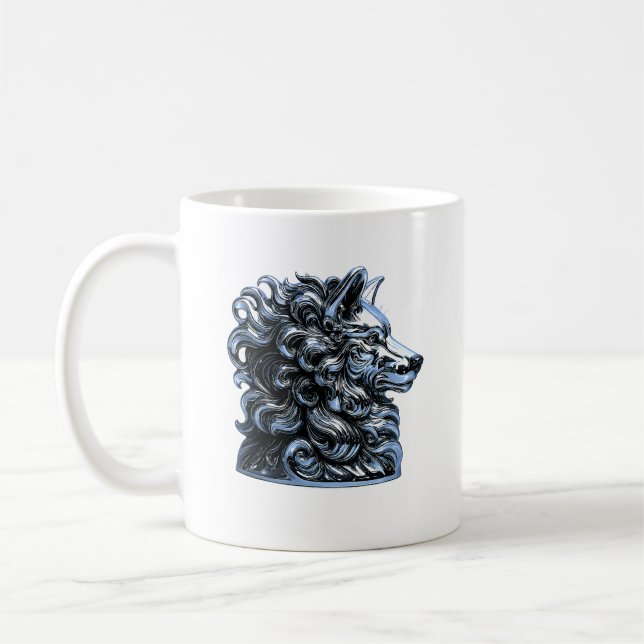 Chrome Wolf Bust Kaffemugg (Vänster)