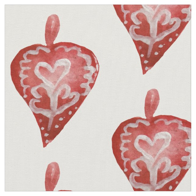 Chrsitmas Leksak Red hearts Tyg (Närbild)
