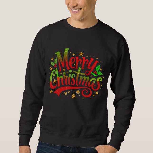 Chrsitmas Typography Festive Cascade Lång Ärmad Tröja (Framsida)