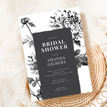 Chrysanthemum Bläck Art Inbjudningskort för möhipp