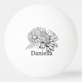 Chrysanthemum Black Line Drawing with Your Name  Pingisboll