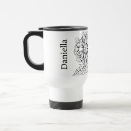Chrysanthemum Black Line Drawing with Your Name  Resemugg
