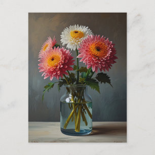 Chrysanthemum-blommor Vykort