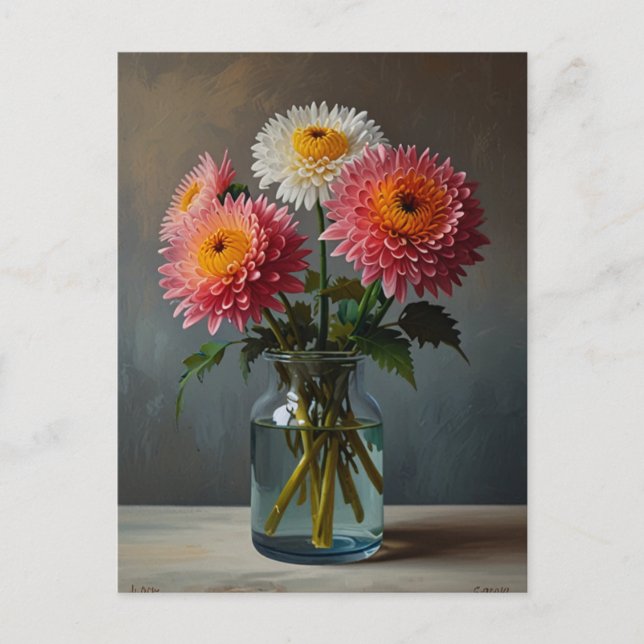Chrysanthemum-blommor Vykort (Framsida)