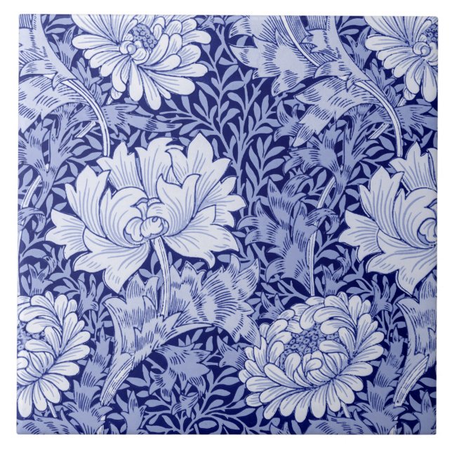 Chrysanthemum Blue, William Morris Kakelplatta (Framsidan)