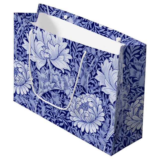 Chrysanthemum Blue, William Morris Large Gift Bag (Framsidan Vinklad)