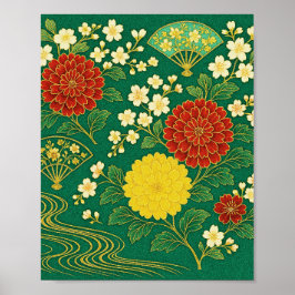 Chrysanthemum Breeze med Fläkt Poster