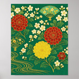 Chrysanthemum Breeze med Fläkt Poster