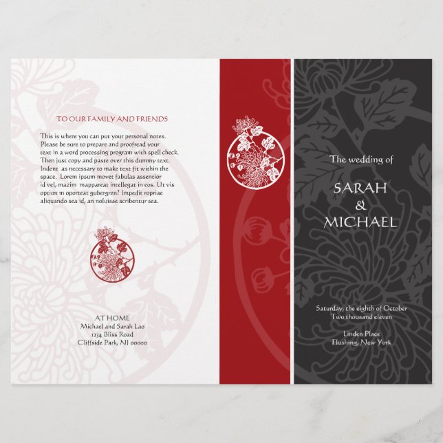 Chrysanthemum Bröllopsprogram Flyer (Framsida)