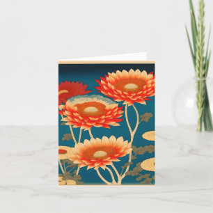 Chrysanthemum D-studie på japanska Stil Helgkort
